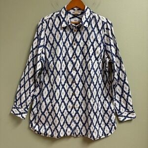 Duluth Trading Co Womens Hemp Organic Cotton Button Shirt Size L Lagenlook Boho